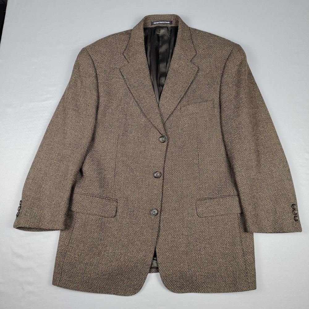 Linea Due Sport Coat Men 42R Brown 93% Wool Textured Blazer Jackson Classic